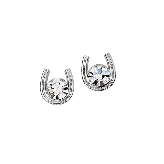 AWST Int'l Sterling Silver & CZ Horseshoe Stud Earrings