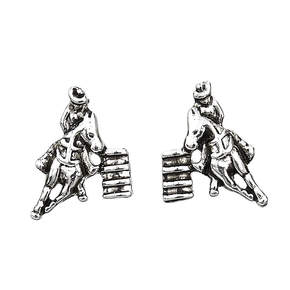 AWST Int'l Sterling Silver & CZ Barrel Racing Earrings
