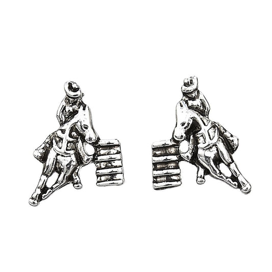 AWST Int'l Sterling Silver & CZ Barrel Racing Earrings