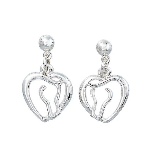 AWST Int'l Horse Head Heart Earrings w/Horse Head Gift Box