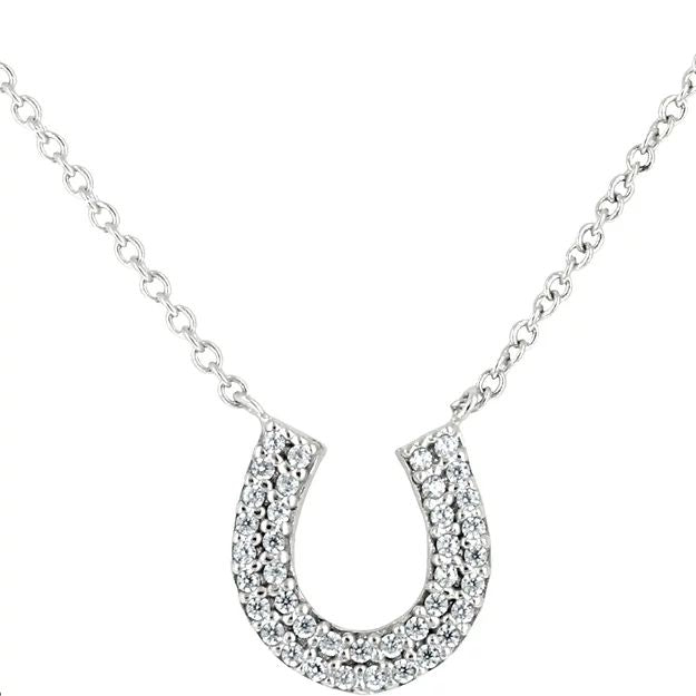 AWST Int'l Rhodium & CZ Horseshoe Necklace