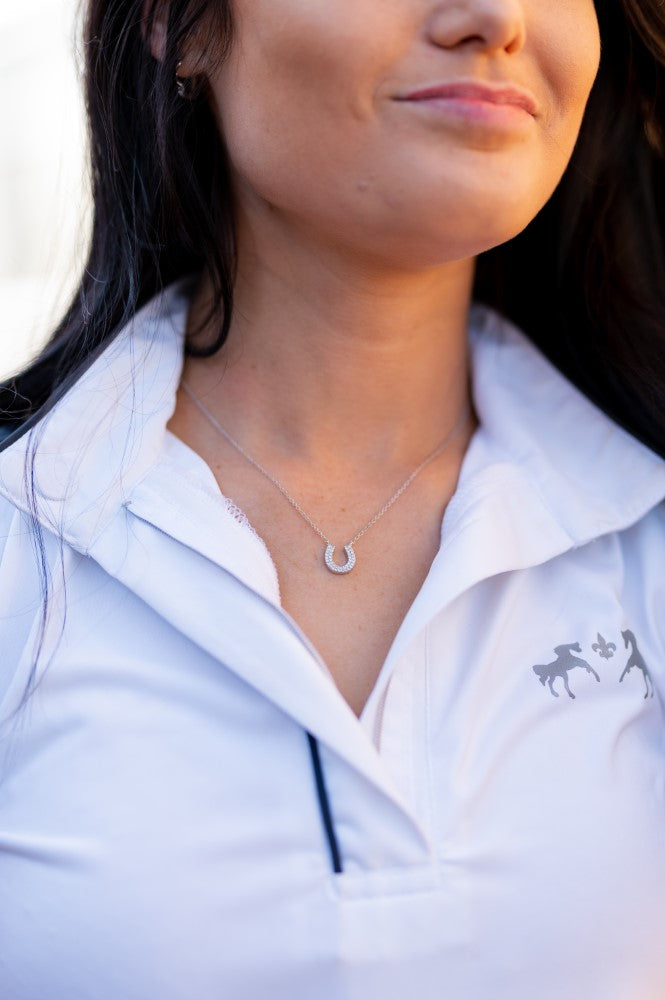 AWST Int'l Rhodium & CZ Horseshoe Necklace