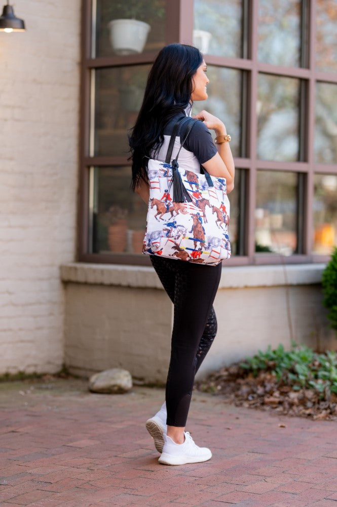 AWST Int'l "Lila" Jumper Pattern Tote Bag w/ Tassel