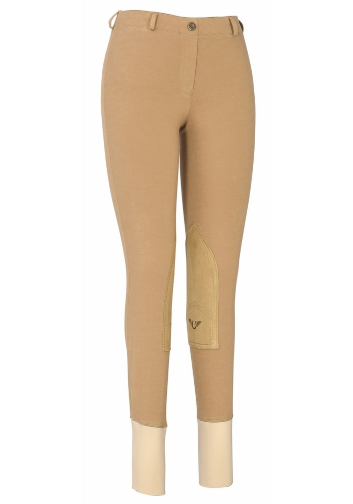 TuffRider Ladies Cotton Lowrise Pull-On Knee Patch Breeches_1
