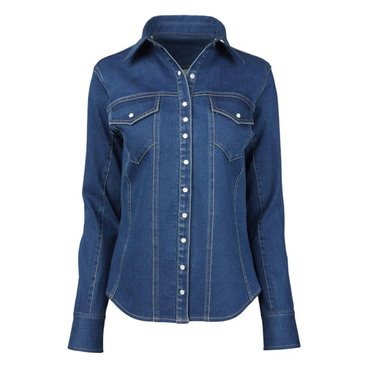  TuffRider Stone Washed Western Stretch Denim Shirt With Pearl Snaps - JPC Equestrian.com