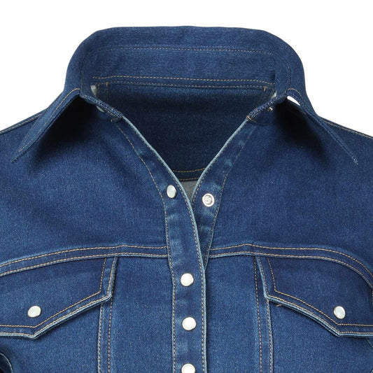  TuffRider Stone Washed Western Stretch Denim Shirt With Pearl Snaps - JPC Equestrian.com