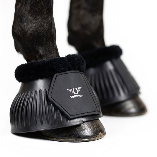 TuffRider Heavy-Duty Ribbed Adjustable Rubber Bell Boots with Fleece Trim