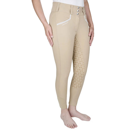 Equine Couture Women Nicole Full Silicone Printed Seat Breeches in White