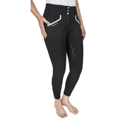 Equine Couture Women Nicole Full Silicone Printed Seat Breeches in White