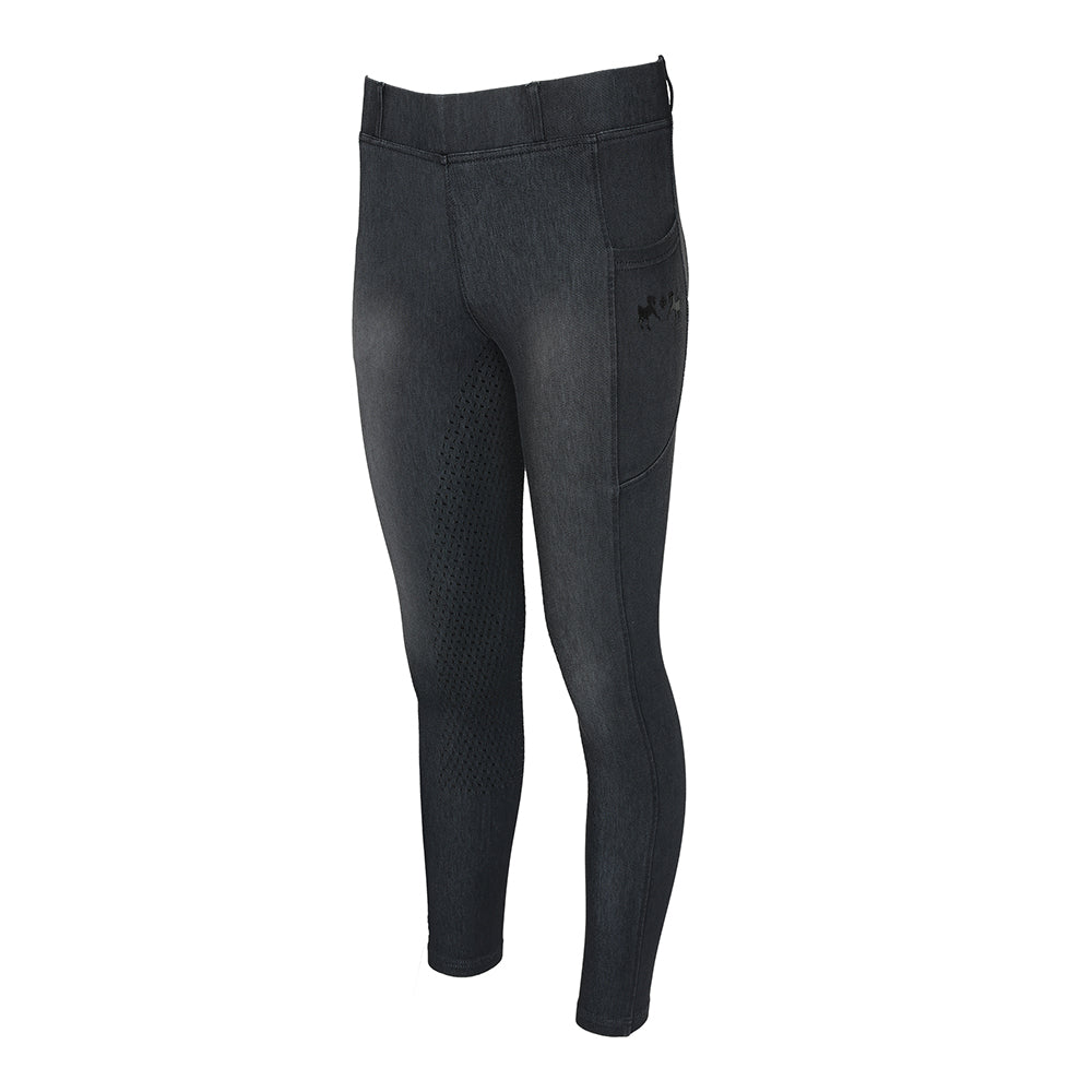 Equine Couture Ladies Denim Full Seat Silicon Tights with Phone Pocket- JPC Equestrian.com