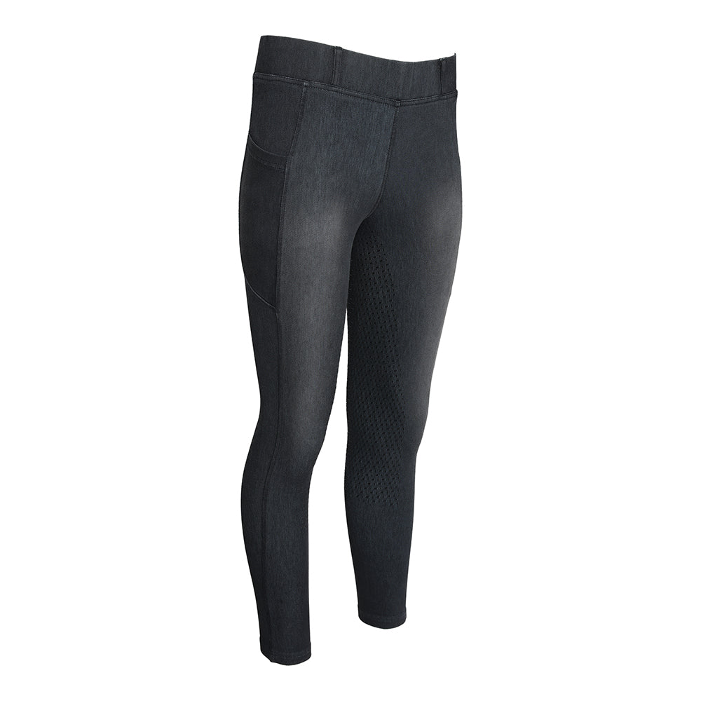 Equine Couture Ladies Denim Full Seat Silicon Tights with Phone Pocket- JPC Equestrian.com