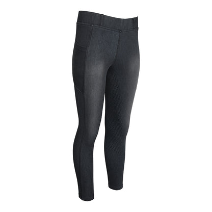Equine Couture Ladies Denim Full Seat Silicon Tights with Phone Pocket- JPC Equestrian.com