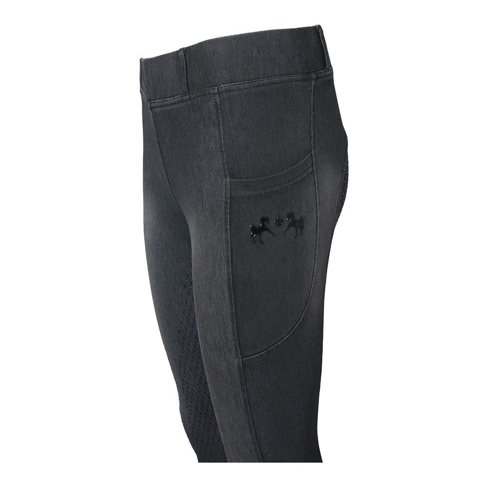 Equine Couture Ladies Denim Full Seat Silicon Tights with Phone Pocket- JPC Equestrian.com