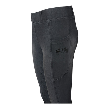 Equine Couture Ladies Denim Full Seat Silicon Tights with Phone Pocket- JPC Equestrian.com