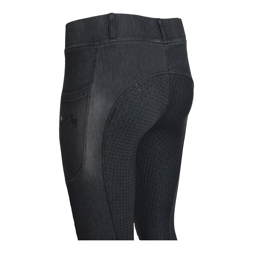 Equine Couture Ladies Denim Full Seat Silicon Tights with Phone Pocket- JPC Equestrian.com