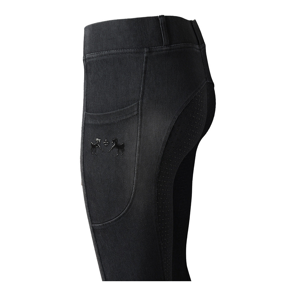 Equine Couture Ladies Denim Full Seat Silicon Tights with Phone Pocket- JPC Equestrian.com