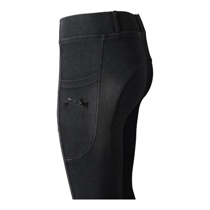 Equine Couture Ladies Denim Full Seat Silicon Tights with Phone Pocket- JPC Equestrian.com