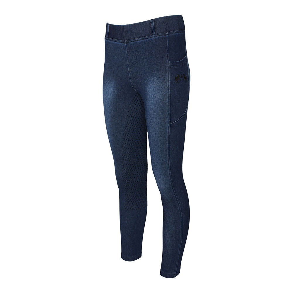 Equine Couture Ladies Denim Full Seat Silicon Tights with Phone Pocket- JPC Equestrian.com