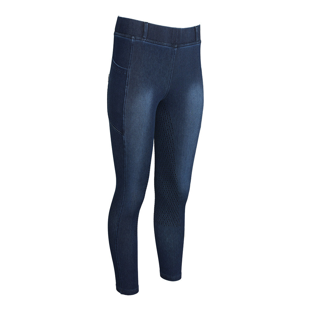 Equine Couture Ladies Denim Full Seat Silicon Tights with Phone Pocket- JPC Equestrian.com