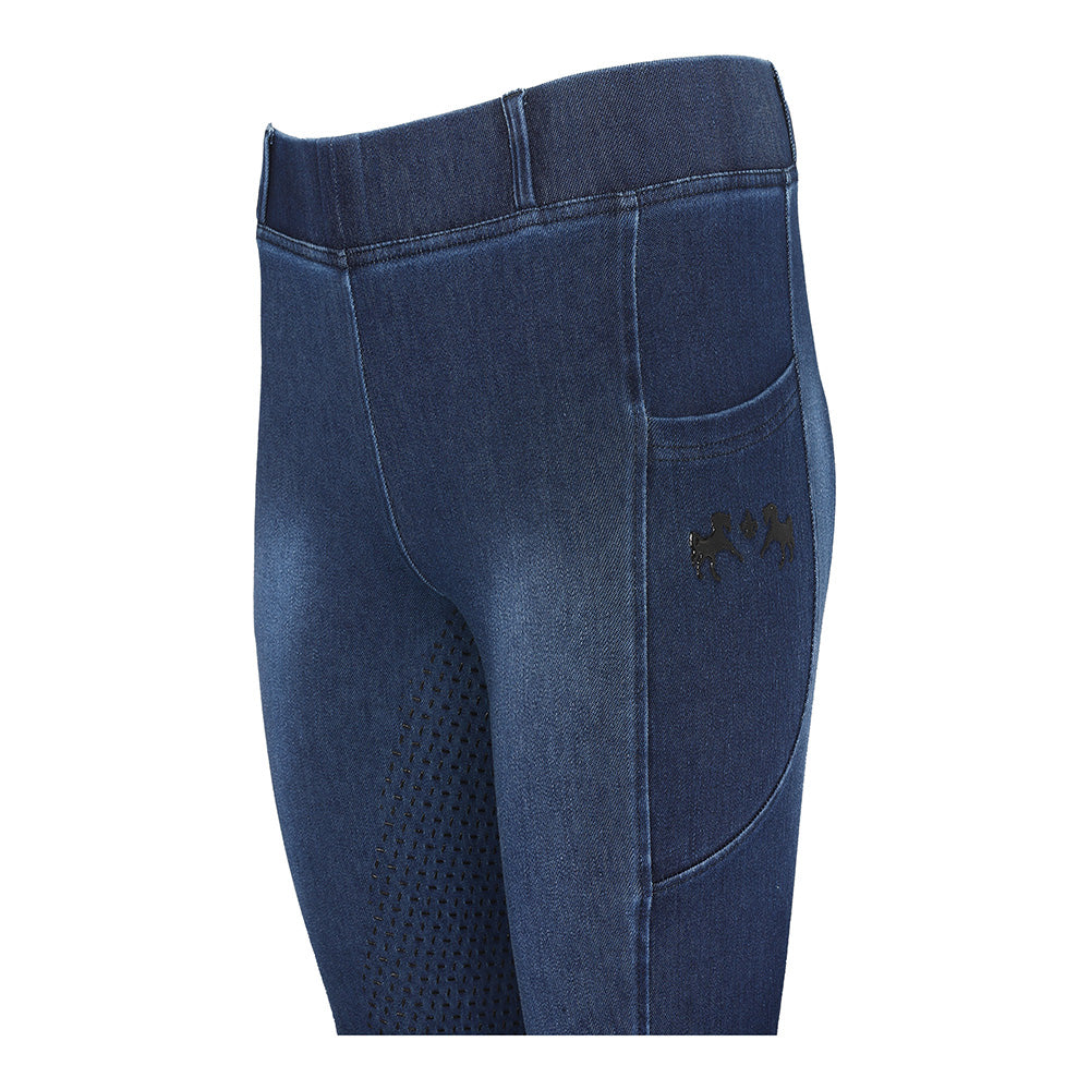 Equine Couture Ladies Denim Full Seat Silicon Tights with Phone Pocket- JPC Equestrian.com