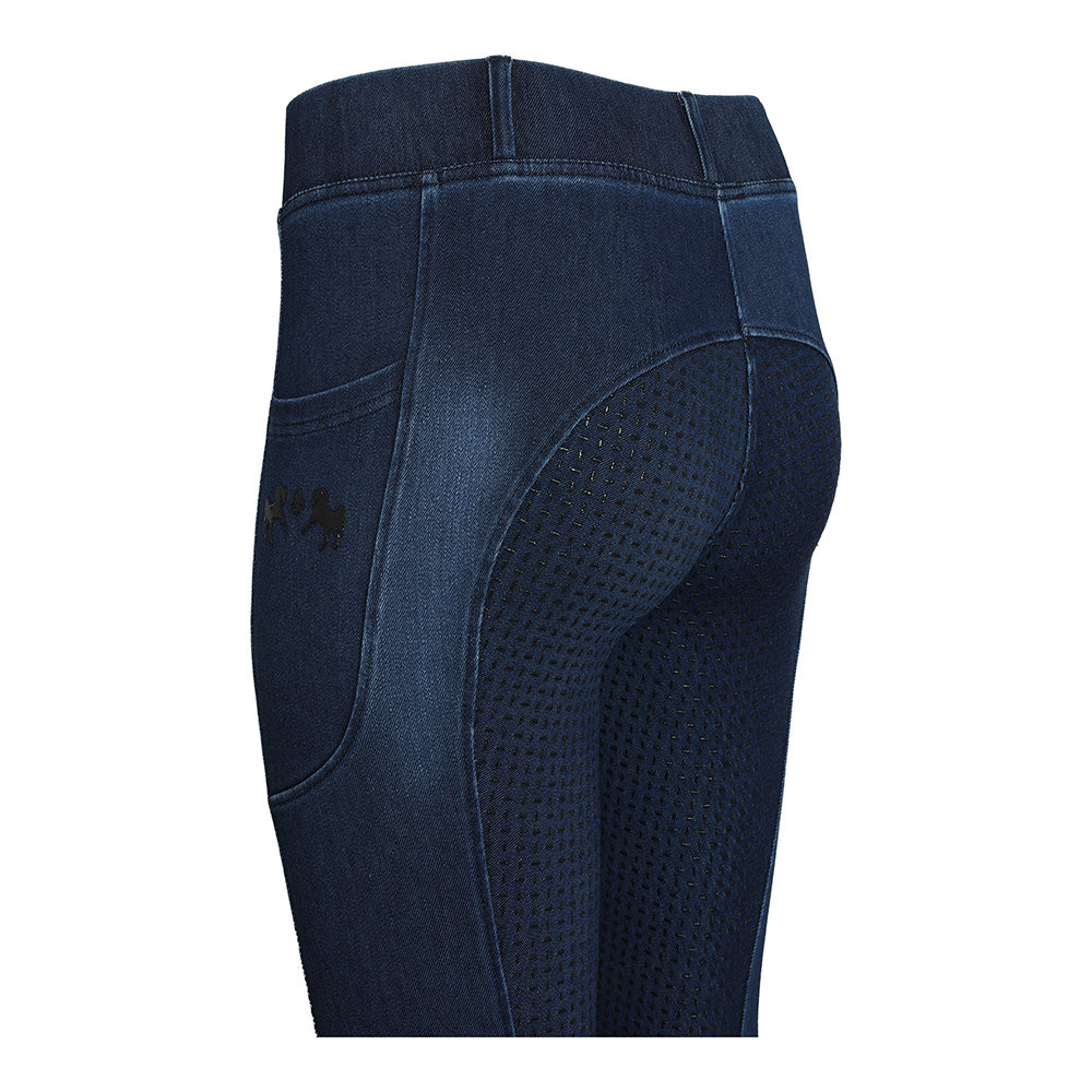 Equine Couture Ladies Denim Full Seat Silicon Tights with Phone Pocket- JPC Equestrian.com