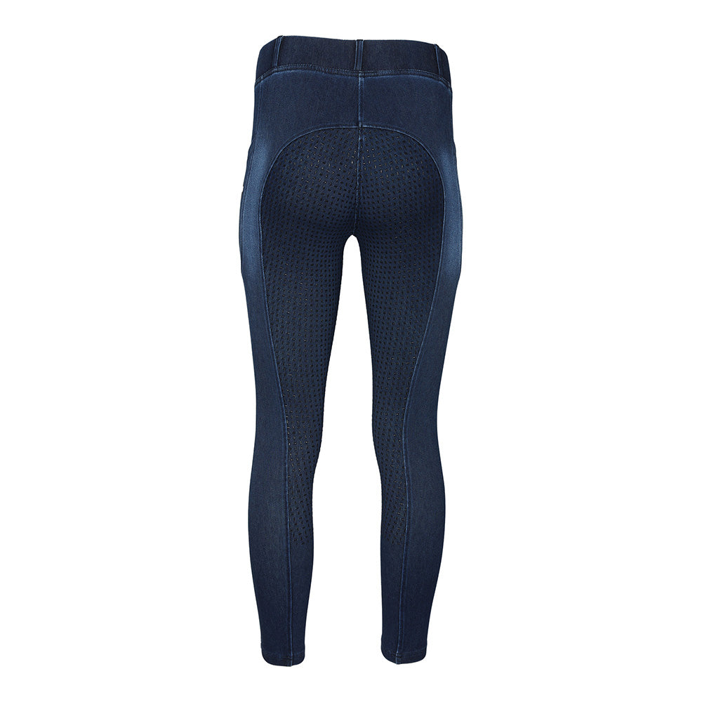 Equine Couture Ladies Denim Full Seat Silicon Tights with Phone Pocket- JPC Equestrian.com