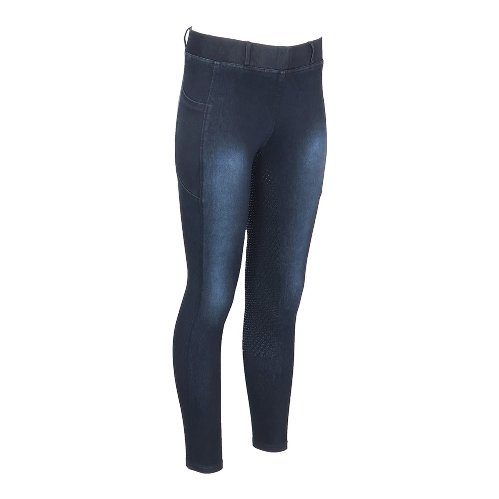 Equine Couture Ladies Denim Full Seat Silicon Tights with Phone Pocket