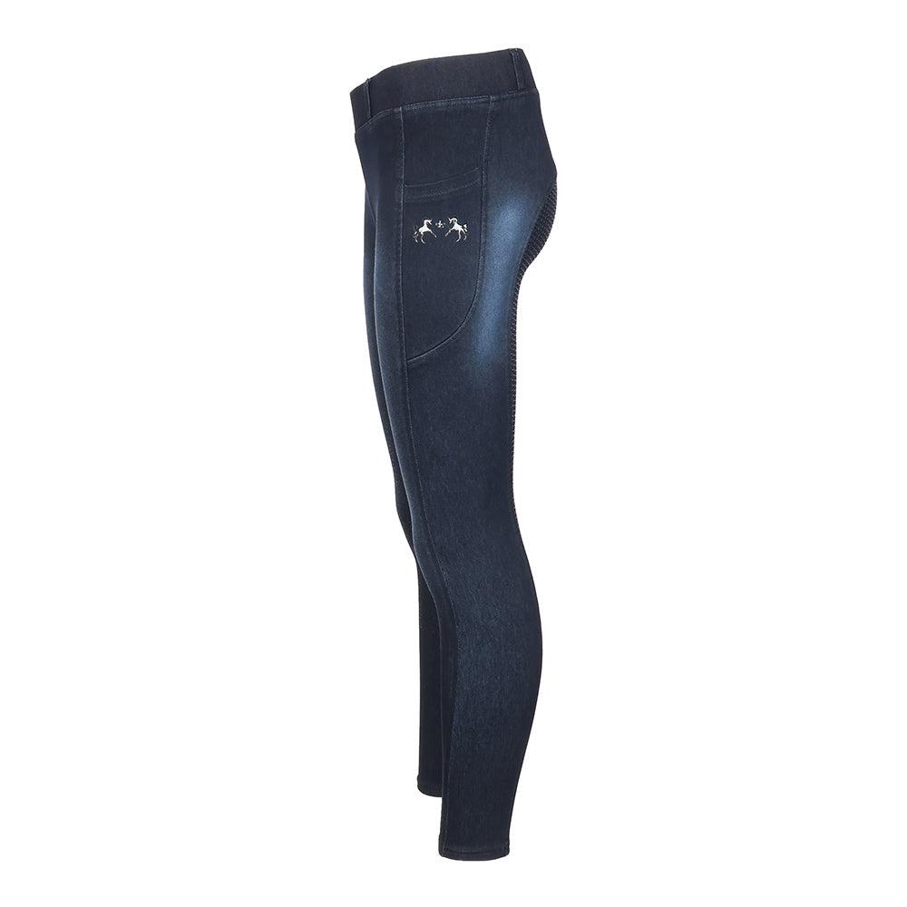 Equine Couture Ladies Denim Full Seat Silicon Tights with Phone Pocket