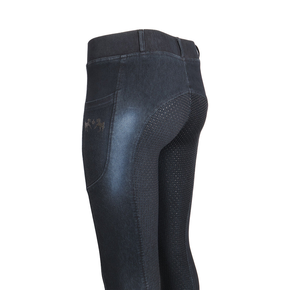 Equine Couture Ladies Denim Full Seat Silicon Tights with Phone Pocket