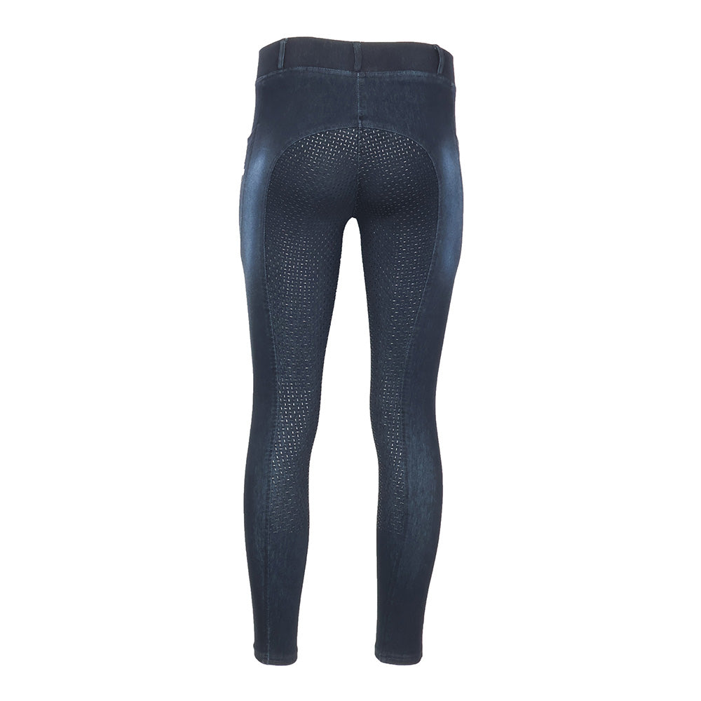 Equine Couture Ladies Denim Full Seat Silicon Tights with Phone Pocket