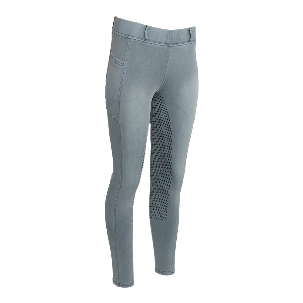 Equine Couture Ladies Denim Full Seat Silicon Tights with Phone Pocket