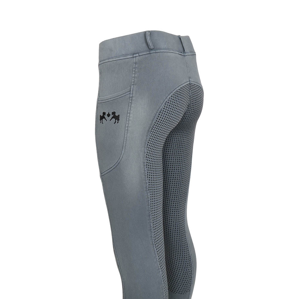 Equine Couture Ladies Denim Full Seat Silicon Tights with Phone Pocket