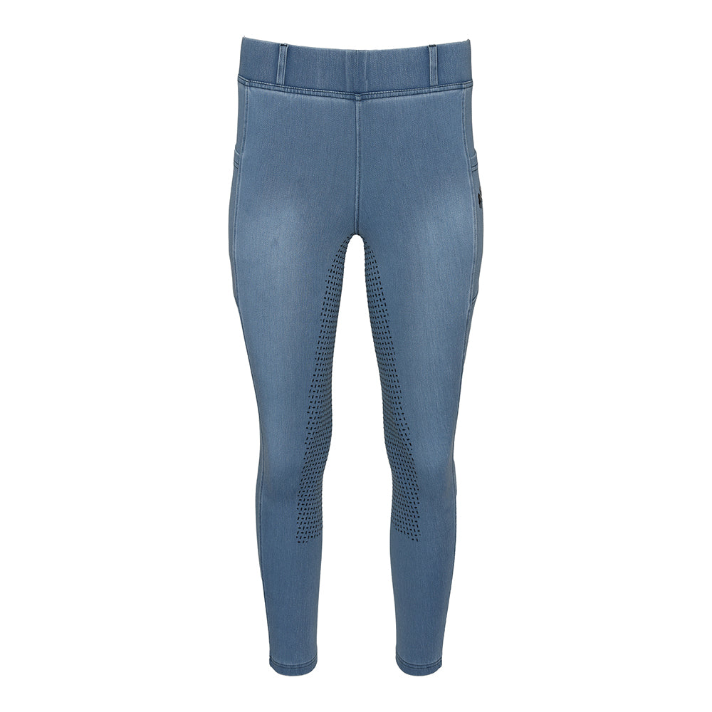 Equine Couture Ladies Denim Full Seat Silicon Tights with Phone Pocket- JPC Equestrian.com