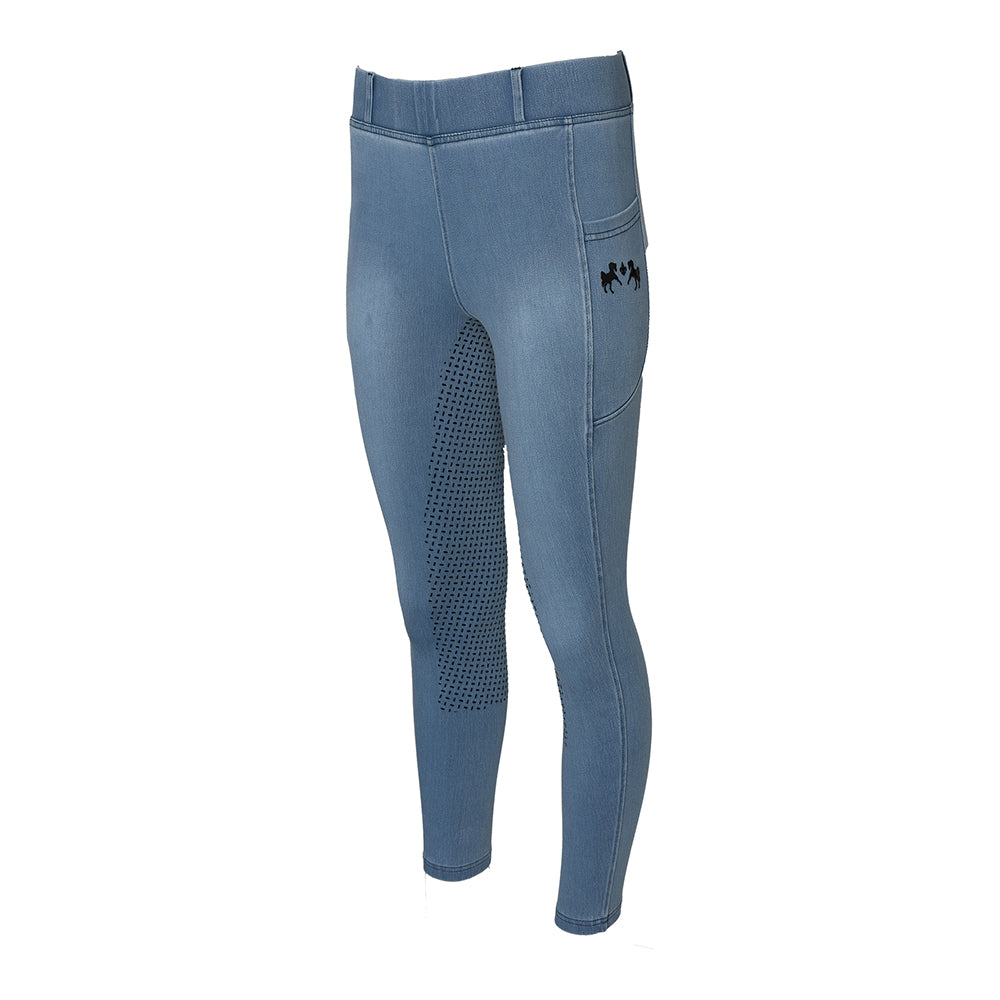 Equine Couture Ladies Denim Full Seat Silicon Tights with Phone Pocket- JPC Equestrian.com