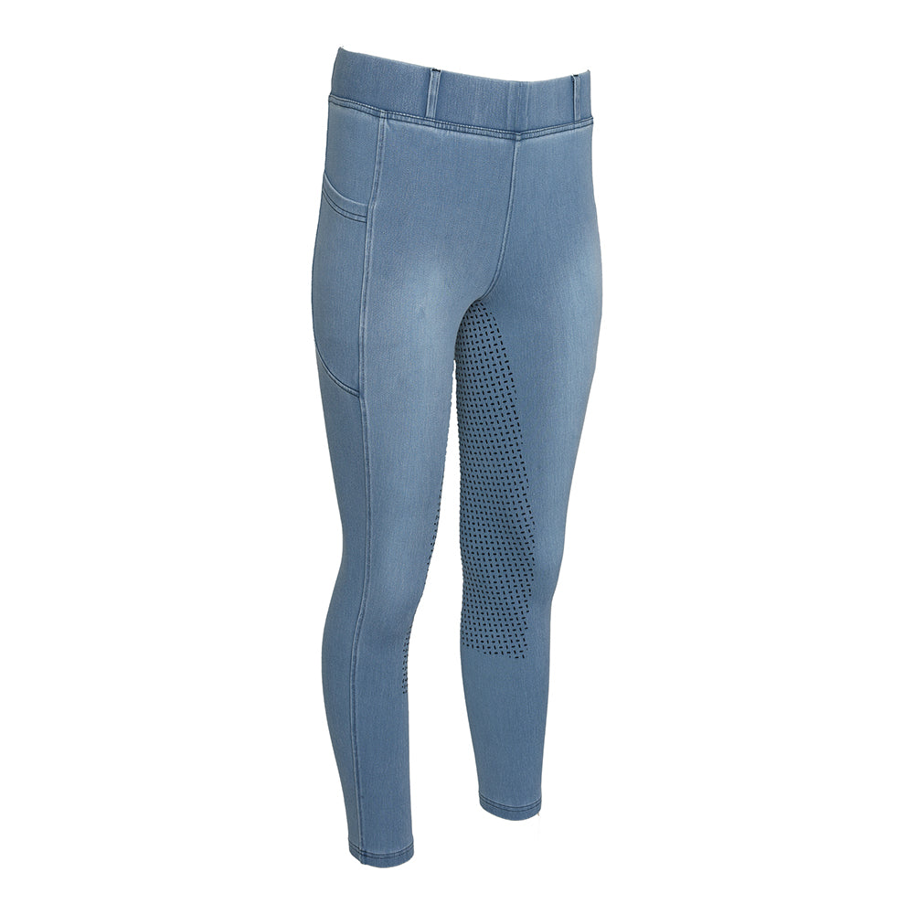 Equine Couture Ladies Denim Full Seat Silicon Tights with Phone Pocket- JPC Equestrian.com