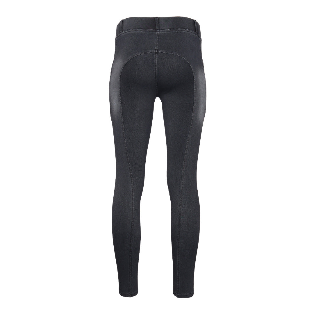 Equine Couture Ladies Denim Silicon Knee Patch Tights with Phone Pocket