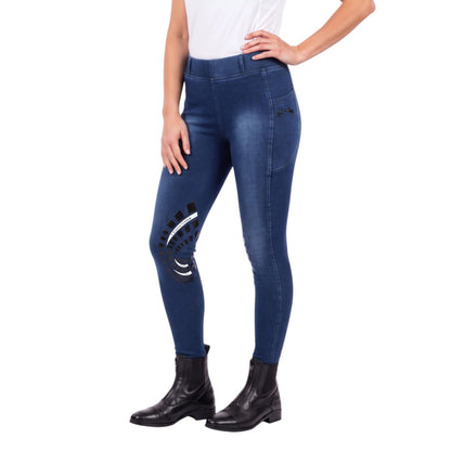 Equine Couture Ladies Soft Stretch Denim Riding Tights with Phone Pocket