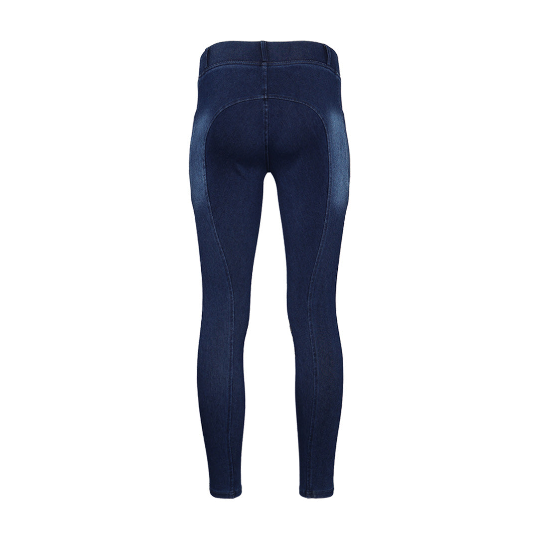 Equine Couture Ladies Denim Silicon Knee Patch Tights with Phone Pocket