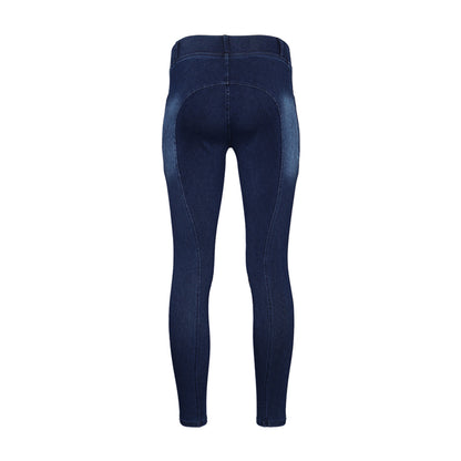 Equine Couture Ladies Denim Silicon Knee Patch Tights with Phone Pocket