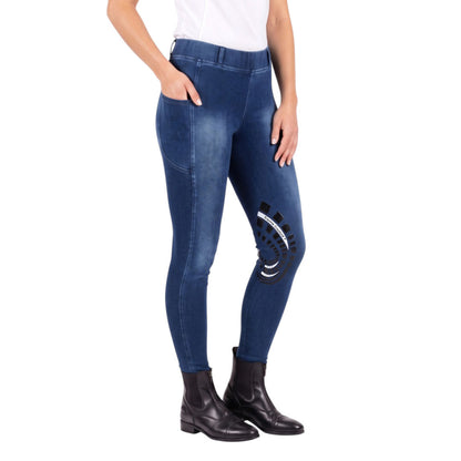 Equine Couture Ladies Soft Stretch Denim Riding Tights with Phone Pocket