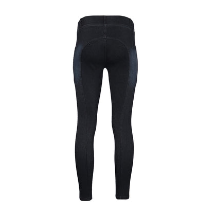 Equine Couture Ladies Denim Silicon Knee Patch Tights with Phone Pocket