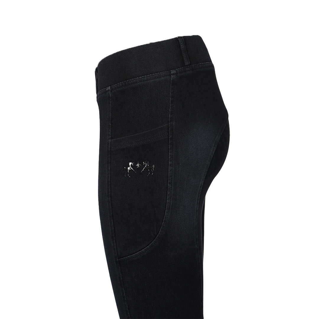 Equine Couture Ladies Denim Silicon Knee Patch Tights with Phone Pocket
