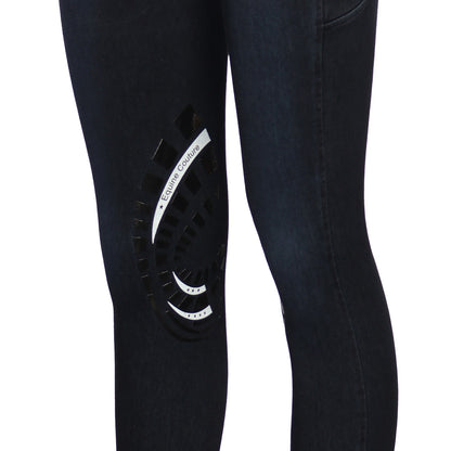 Equine Couture Ladies Denim Silicon Knee Patch Tights with Phone Pocket