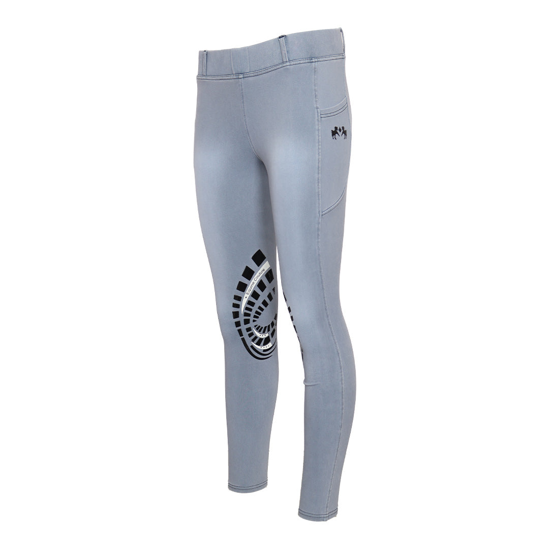 Equine Couture Ladies Denim Silicon Knee Patch Tights with Phone Pocket