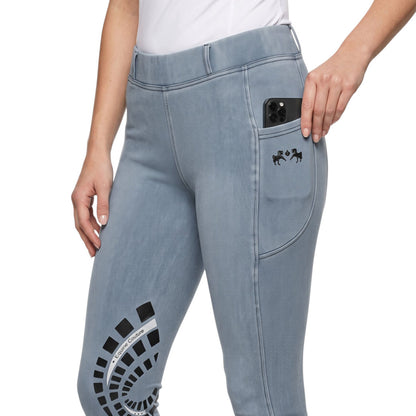 Equine Couture Ladies Soft Stretch Denim Riding Tights with Phone Pocket
