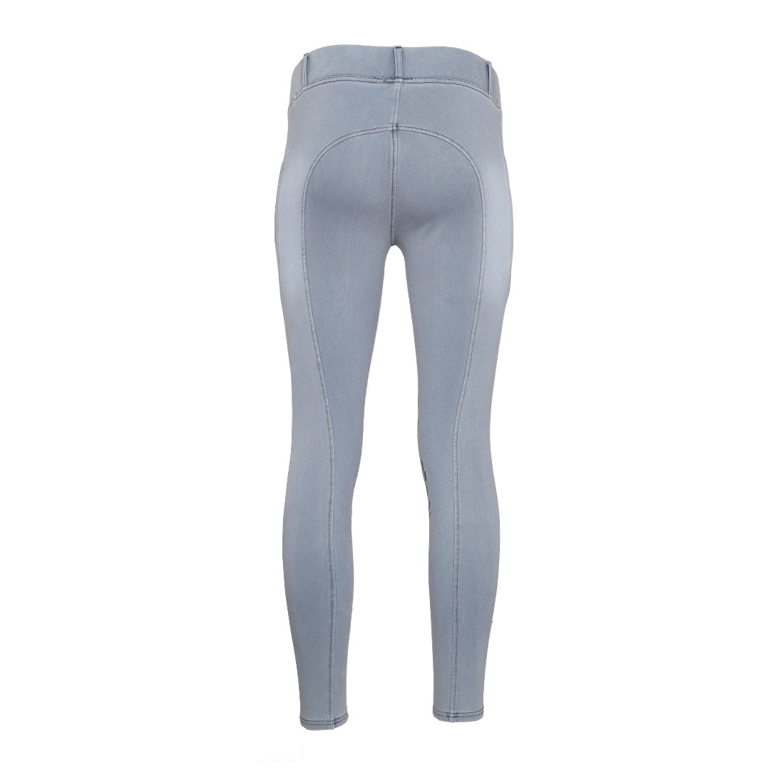 Equine Couture Ladies Denim Silicon Knee Patch Tights with Phone Pocket