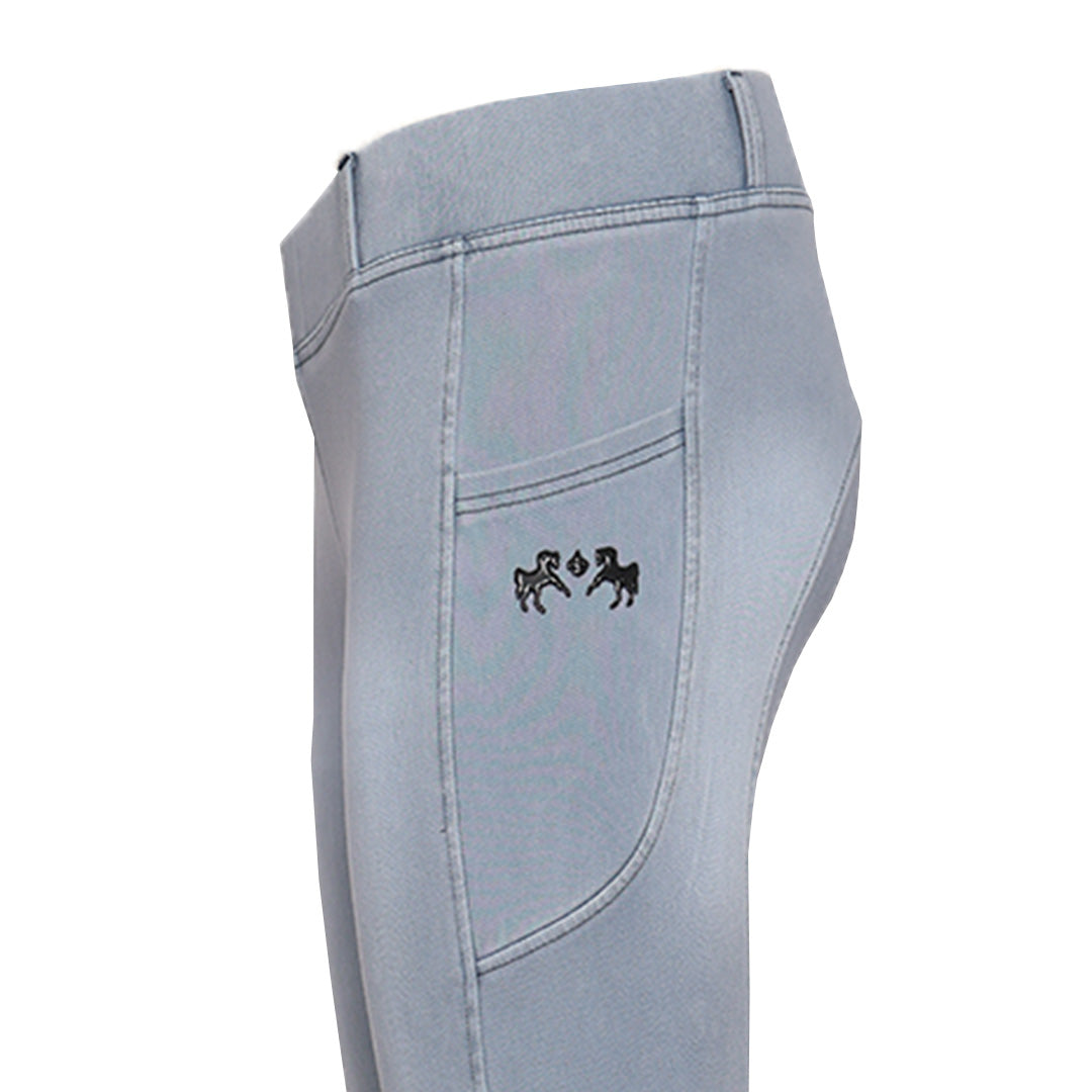 Equine Couture Ladies Denim Silicon Knee Patch Tights with Phone Pocket