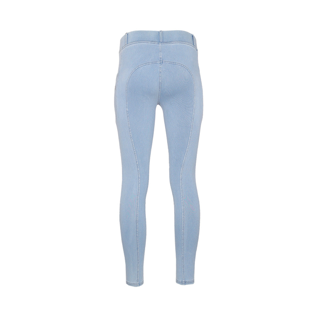 Equine Couture Ladies Denim Silicon Knee Patch Tights with Phone Pocket