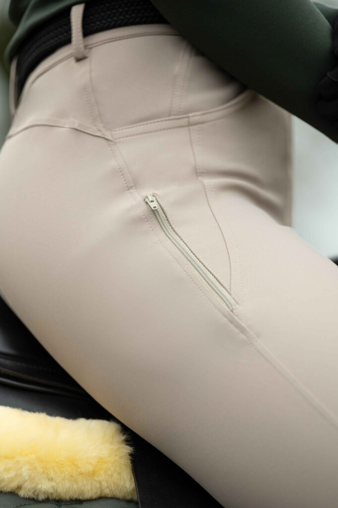 HKM Ari Mid Rise- Sil. Knee Patch Ladies Riding Breeches - JPC Equestrian.com