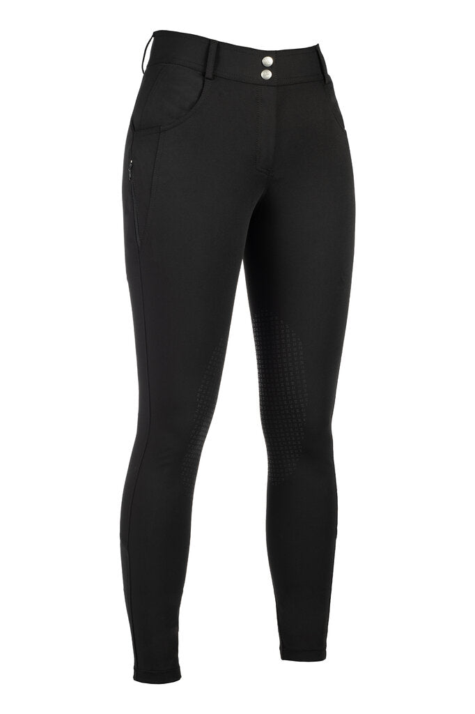 HKM Ari Mid Rise- Sil. Knee Patch Ladies Riding Breeches - JPC Equestrian.com